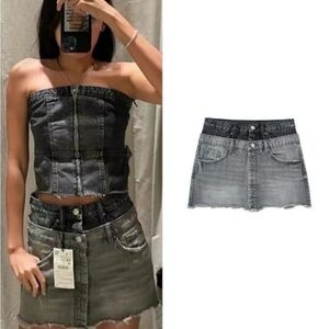 New two toned grey double mini skirt from Zara